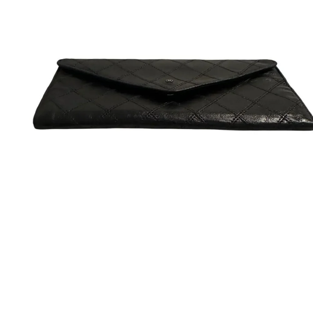 CHANEL Black Quilted Wallet with Envelope Design